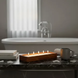 CD-07 Premium Sheesham Wood Dough Bowl Candle Holder – Rustic Wooden Tabletop Décor Tray