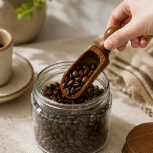 BT-50 Handcrafted Mango Wood Scoop, Kitchen Serving Scoop for Grains, Spices & Storage Jars
